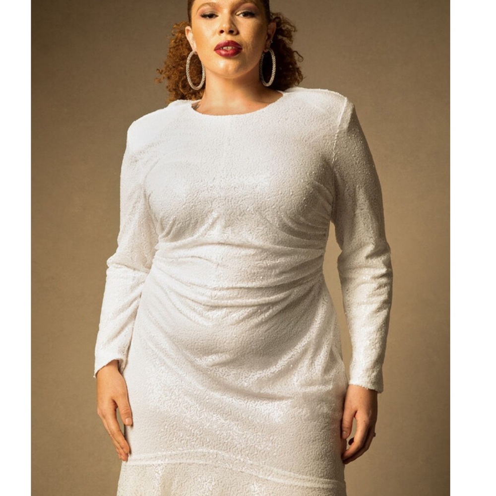 Sequin Handkerchief Hem Wedding Dress